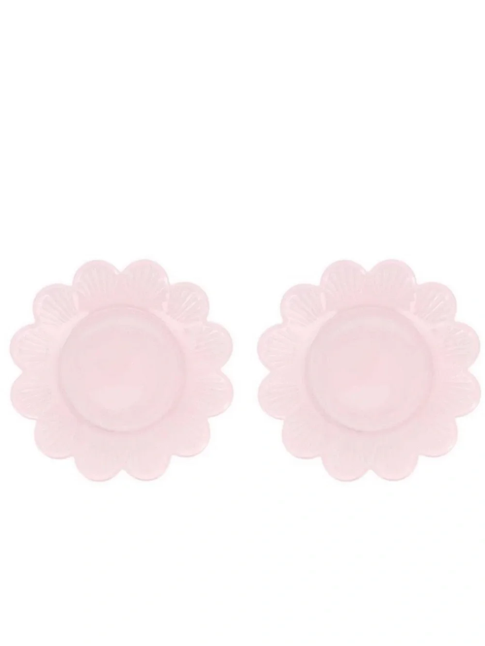 New Target Bullseye Playground Set of 2 Pink Glass Flower-Shaped Plates Spring